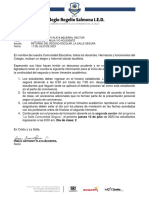 CIRCULAR #038 Retorno Del Receso Escolar y La Salle Segura