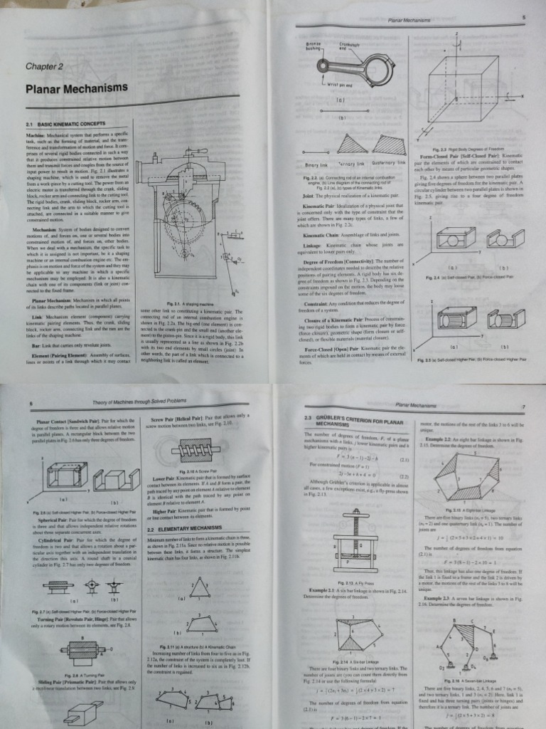 Planar Mechanisms and Kinematic Pairs | PDF | Kinematics | Machines