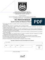 Vunesp 2016 PM SP Oficial Do Quadro Auxiliar Concurso Interno Redacao Prova