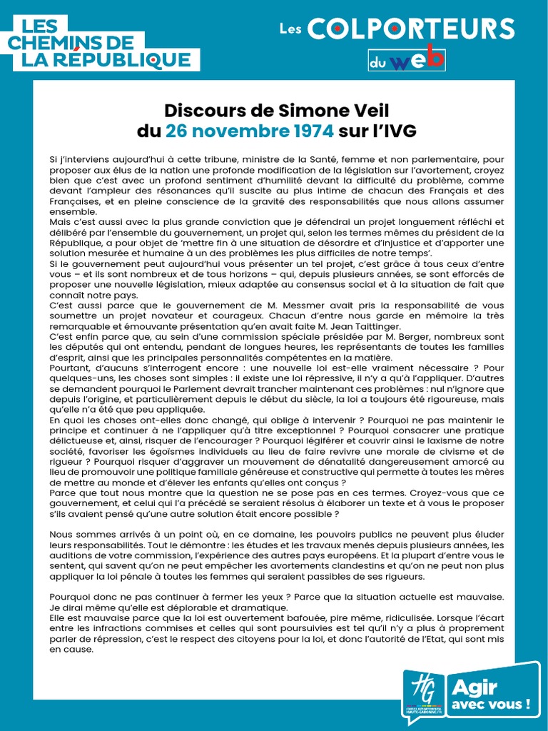 Discours de Simone Veil sur l'IVG | PDF | Sciences sociales
