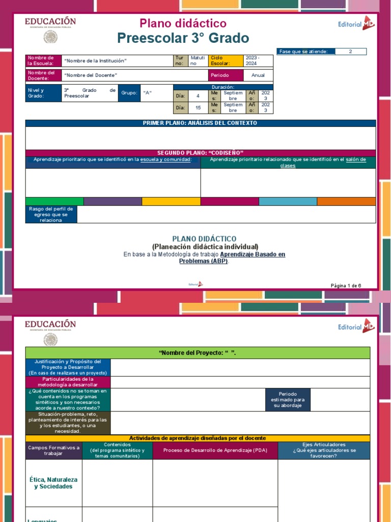 Formato Planeacion de Preescolar Editorial MD | PDF | Evaluación ...