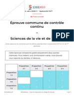 Sujet Zero C Specialite SVT - Fiche Annale