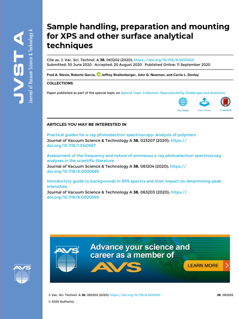 XPS Sample Preparation and Mounting Guide | PDF | X Ray Photoelectron ...