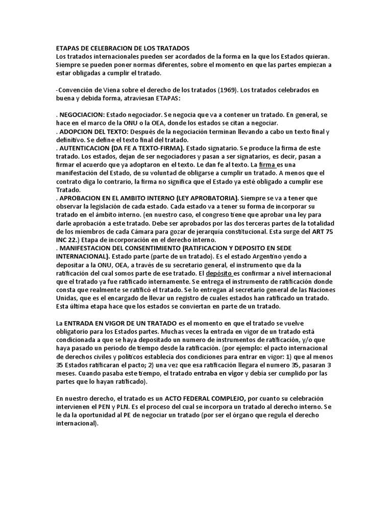 Etapas de Celebracion de Los Tratados | PDF | Tratado | Convenio ...