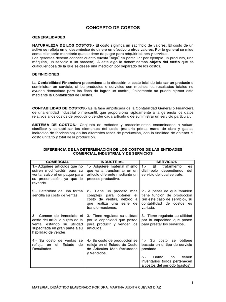 Conceptos Clave de Costos y Contabilidad | PDF | Costo | Contabilidad ...