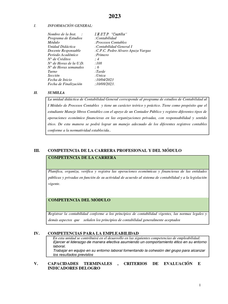 Contabilidad General I Pdf Contabilidad Evaluación