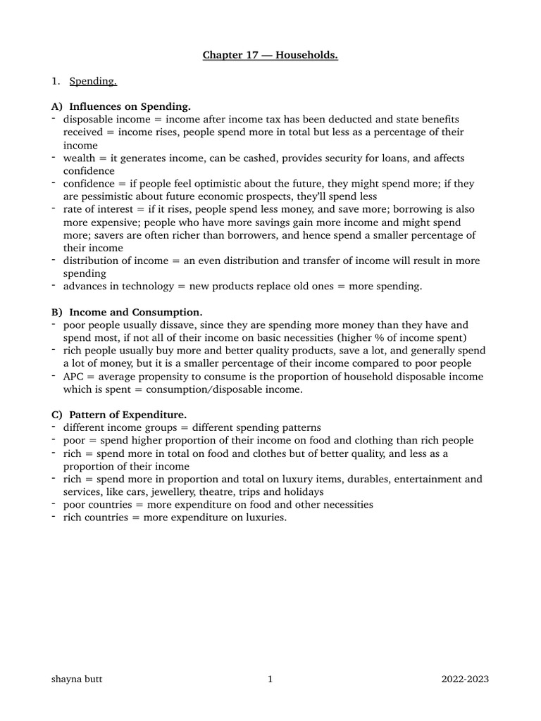 Chapter 17 - Households | PDF | Consumption (Economics) | Income