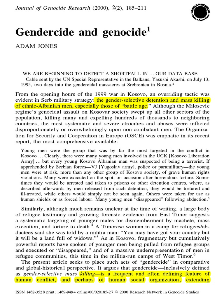 Gendercide and Genocide | PDF | Genocides | Prisoner Of War
