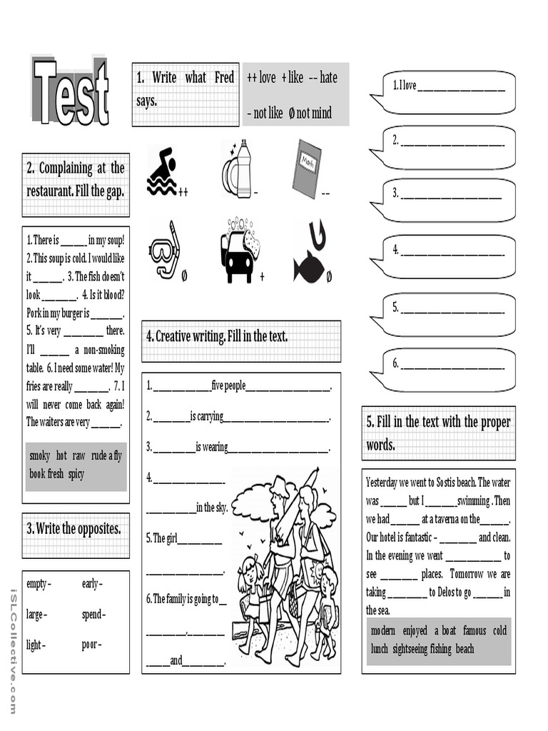 Revision Test. Summer and More | PDF | Western Cuisine | Food And Drink ...