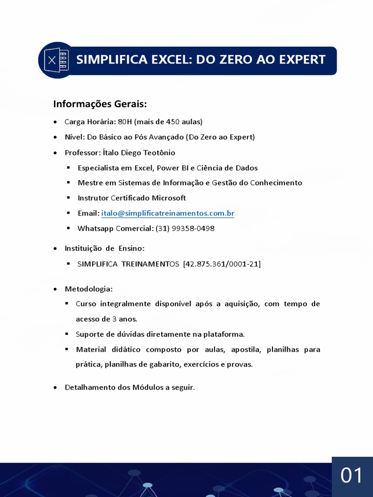 Curso Completo de Excel: Do Zero ao Expert | PDF | Microsoft Excel | SQL