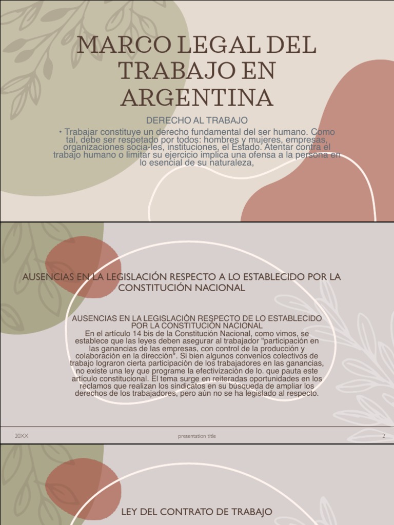 Marco Legal Del Trabajo en Argentina | PDF | Derecho laboral | Salario