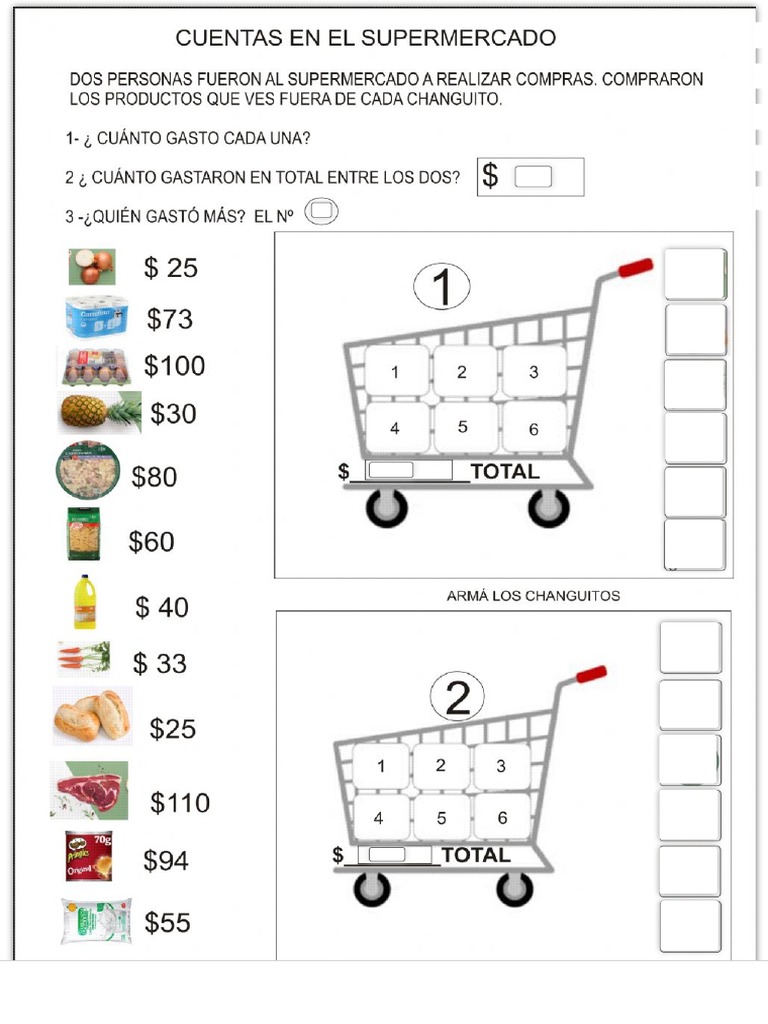 Ejercicio de de compras al supermercado pdf