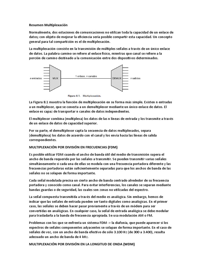 Resumen Multiplexación | PDF | Tecnología de información y ...