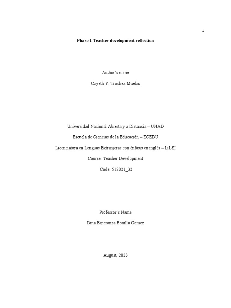 Teacher Development Reflection Insights | PDF | Teachers | Learning