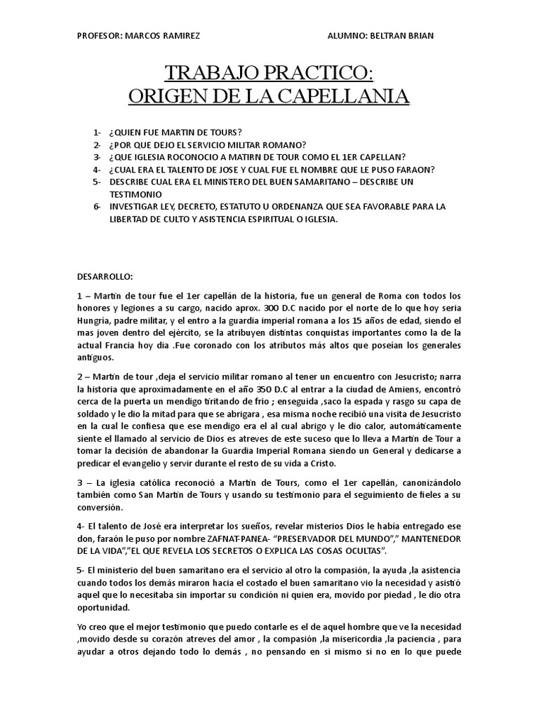 Trabajo practico orgen de la capellania pdf cristo t tulo jes s