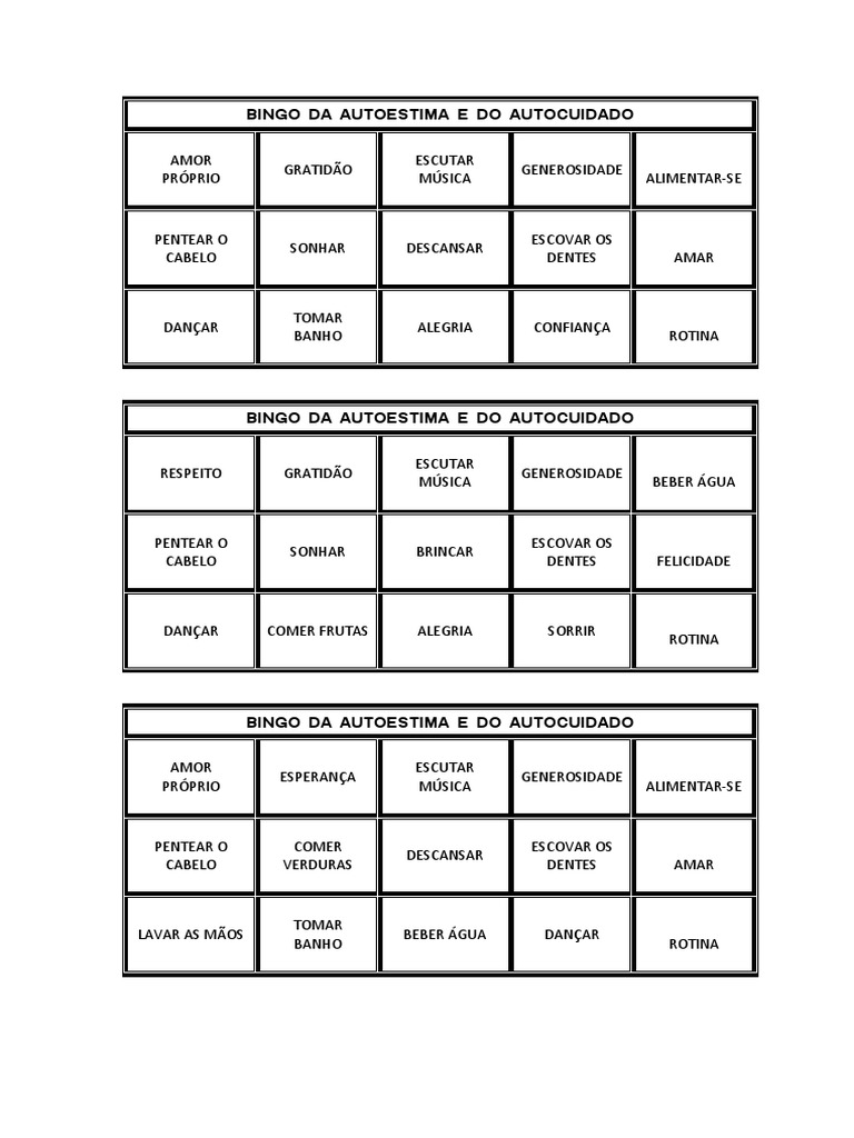 Jogo Bingo Dos Sentimentos