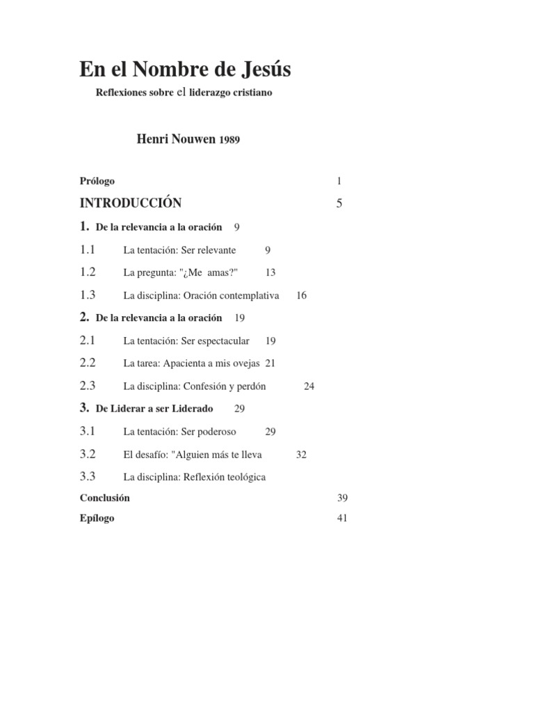 En El Nombre de JesúsHenri Nouwen PDF Amor Jesús