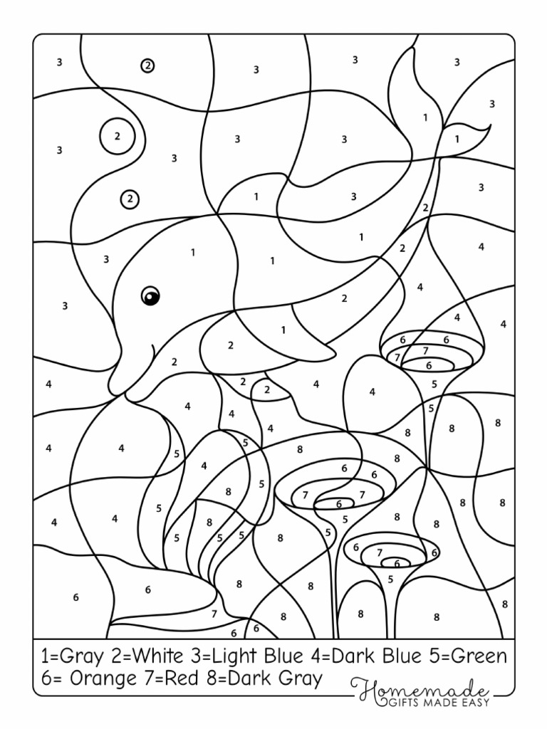 Color by Number Printable Dolphin | PDF