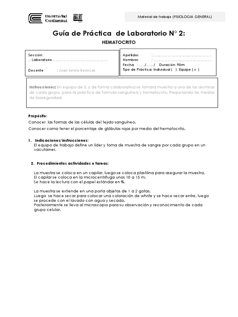 Práctica de Hematocrito en Laboratorio | PDF | Estudios de idiomas ...