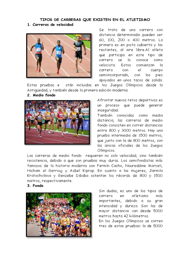 Tipos de Carreras Que Existen en El Atletismo | PDF | Deporte del ...