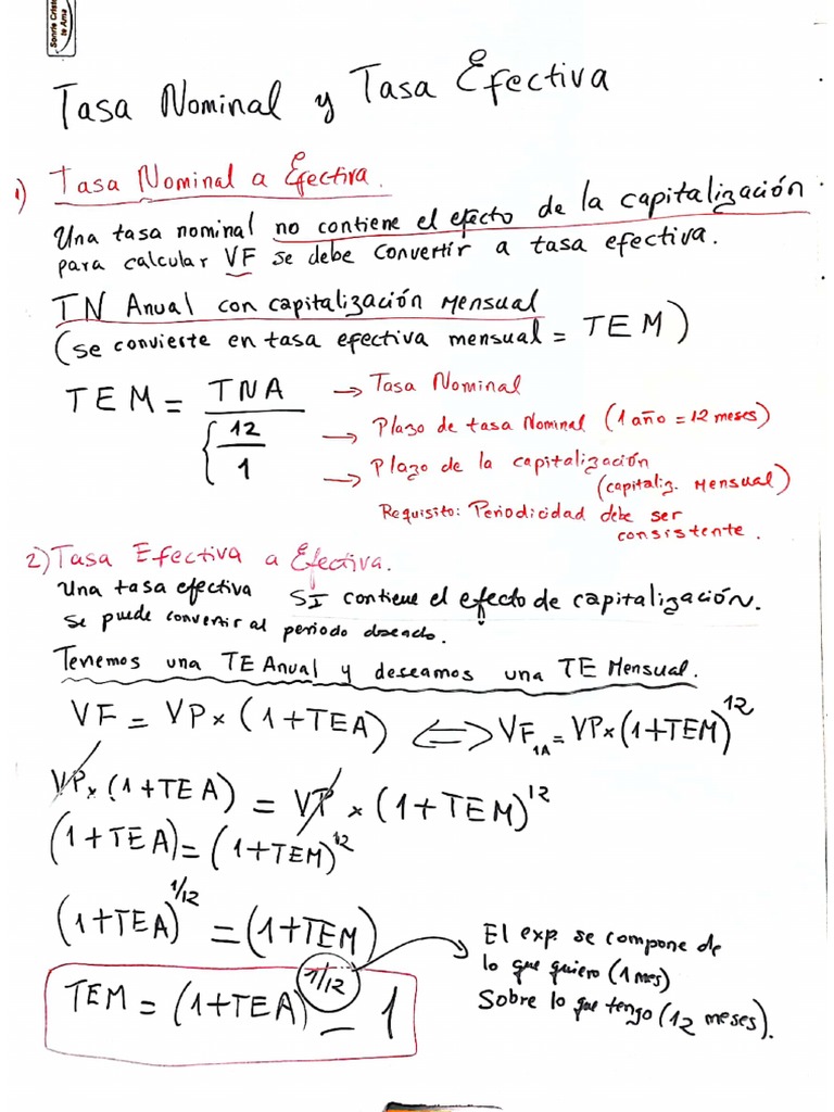 Tasa Nominal y Tasa Efectiva | PDF