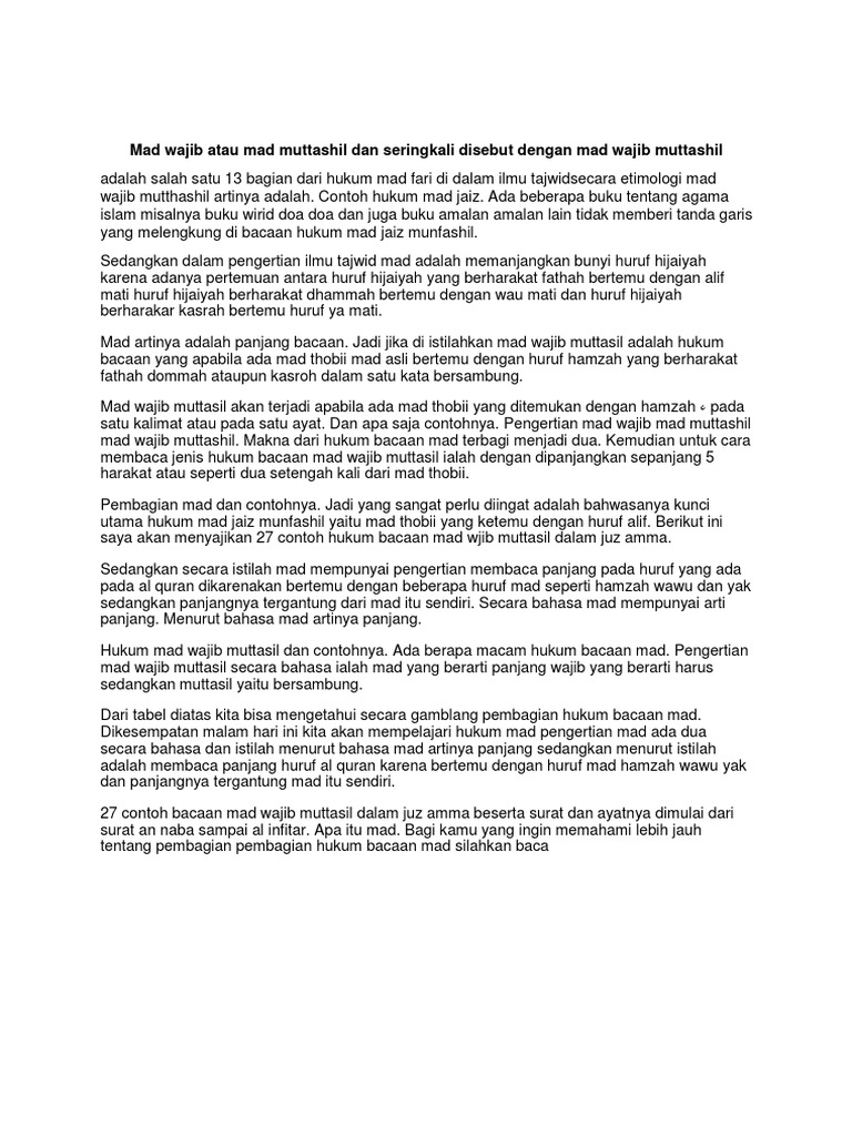 Pengertian Mad Wajib Muttasil Pdf