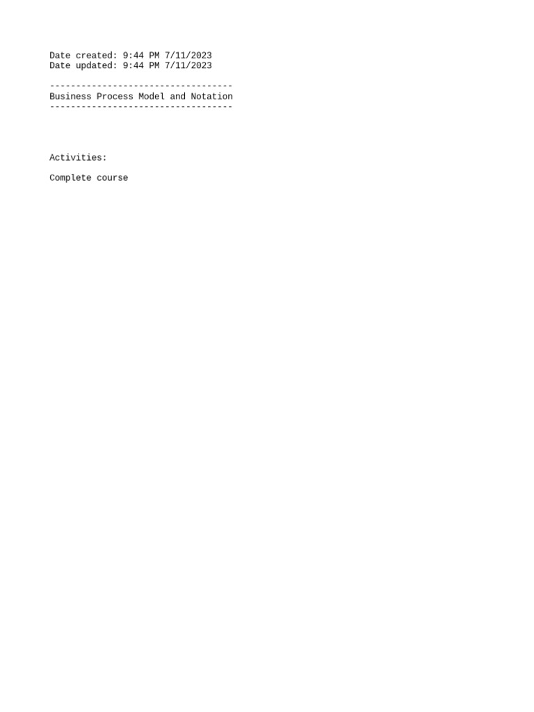 BPMN Course Overview and Activities | PDF | Business | Finance & Money ...