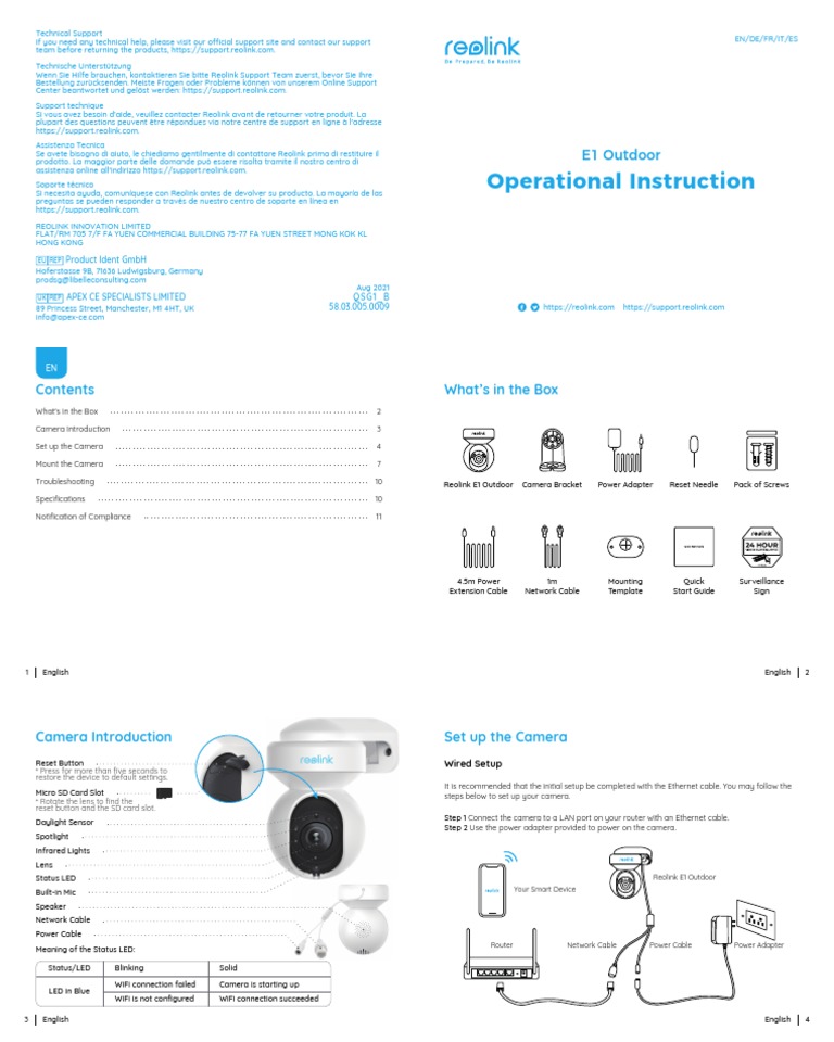 Reolink E1 Outdoor Guide | PDF | Wi Fi | Waste Management