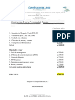 Presupuesto de Cuarto Provisional de 3mx4m