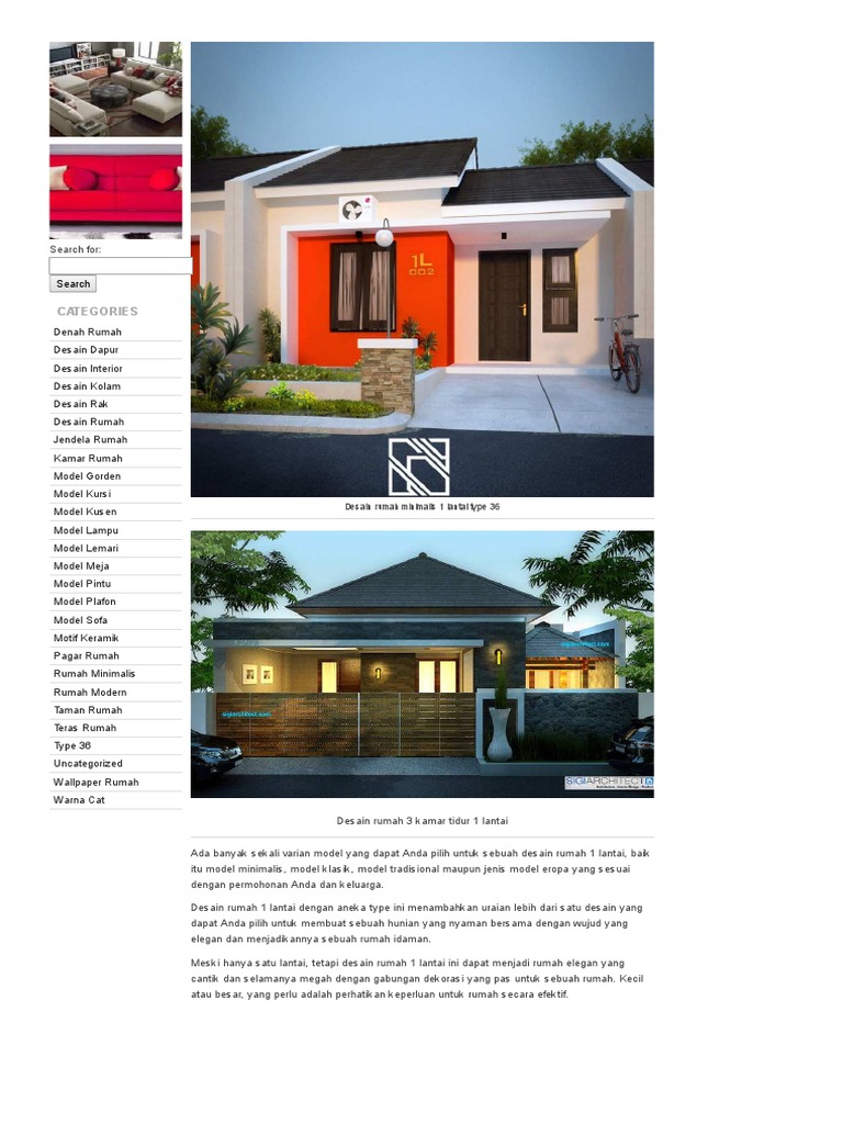 Desain Rumah Minimalis 1 Lantai Type 36 | PDF