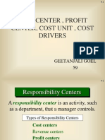 Cost Center, Profit Center, Cost Unit, Cost Drivers: Geetanjali Goel 59