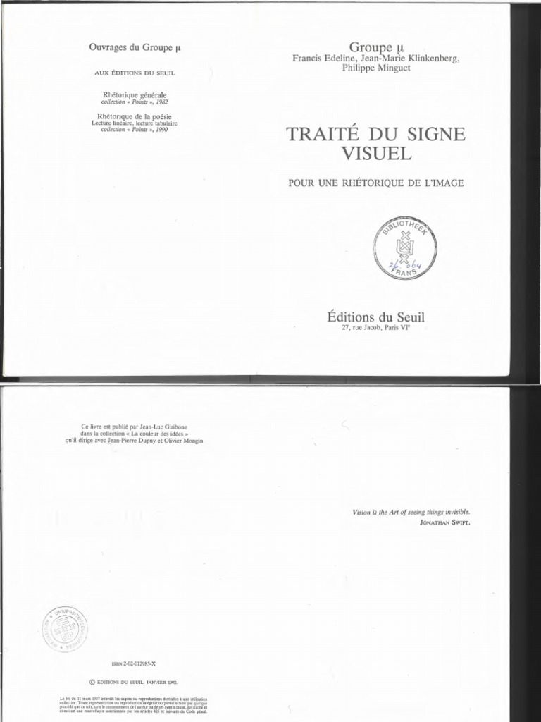 TRAITÉ DU SIGNE VISUEL Traité du signe visuel: pour une rhétorique de l'image