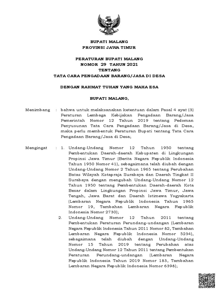 Tata Cara Pengadaan Barang di Desa | PDF