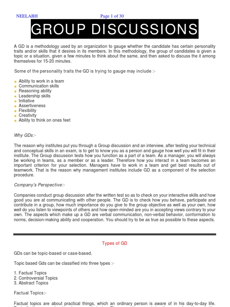 Understanding Group Discussions in Selection | PDF | Conversation ...