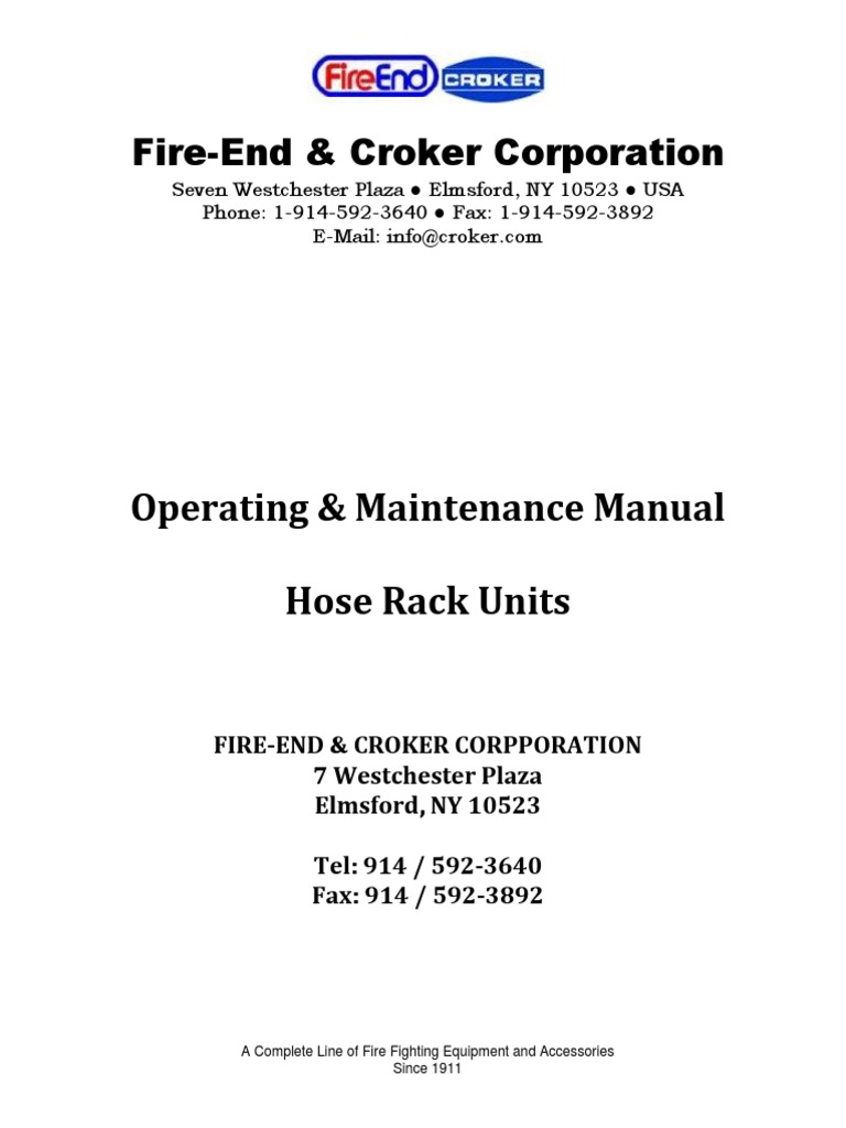 Croker Hose Rack Operating Manual | PDF | Manufactured Goods | Equipment