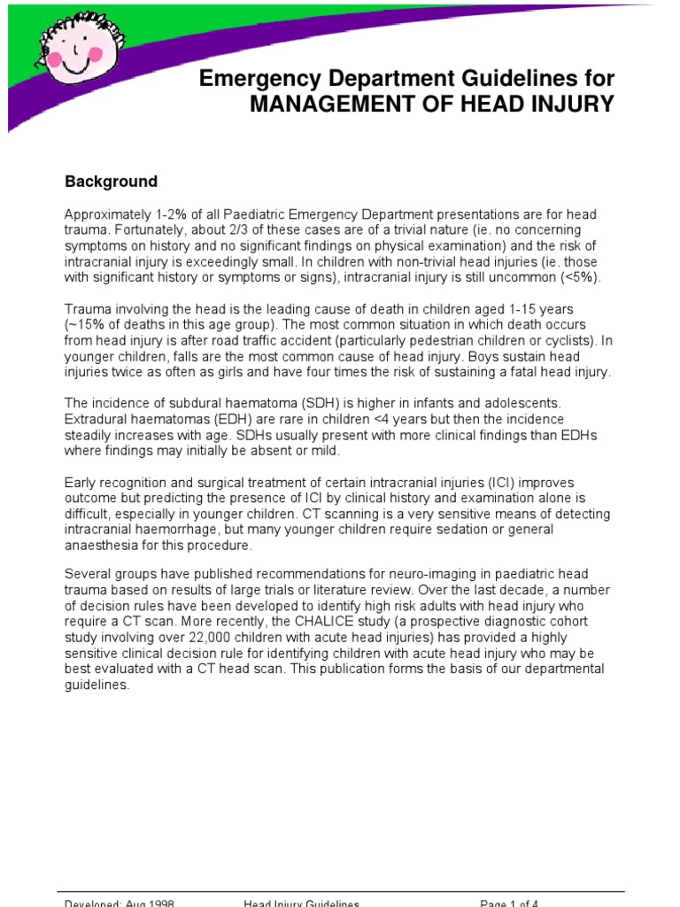 RCH Guidelines for Pediatric Head Injury | PDF | Traumatic Brain Injury ...