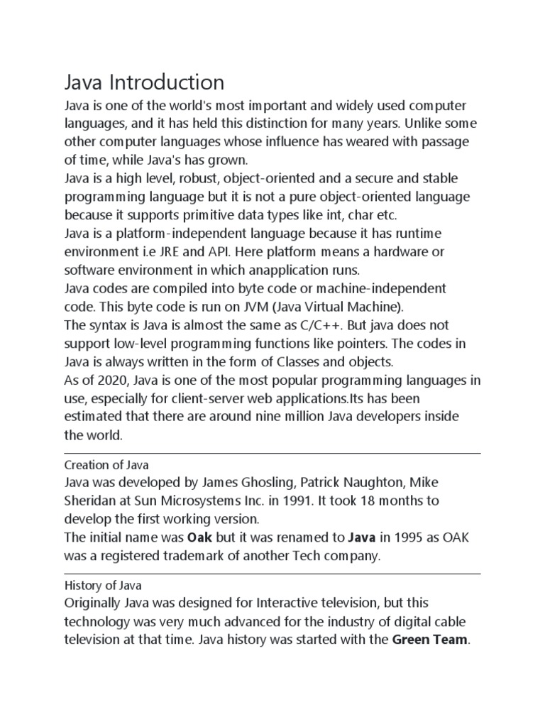 CORE JAVA Notes | PDF