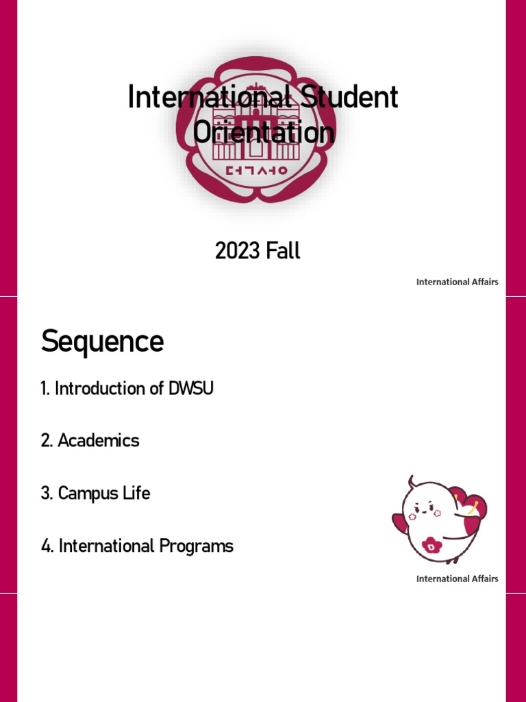 International Student Orientation - 2023fall | PDF | South Korea ...