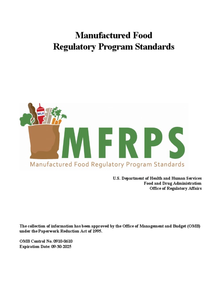 2022 Manufactured Food Regulatory Program Standards PDF Food And