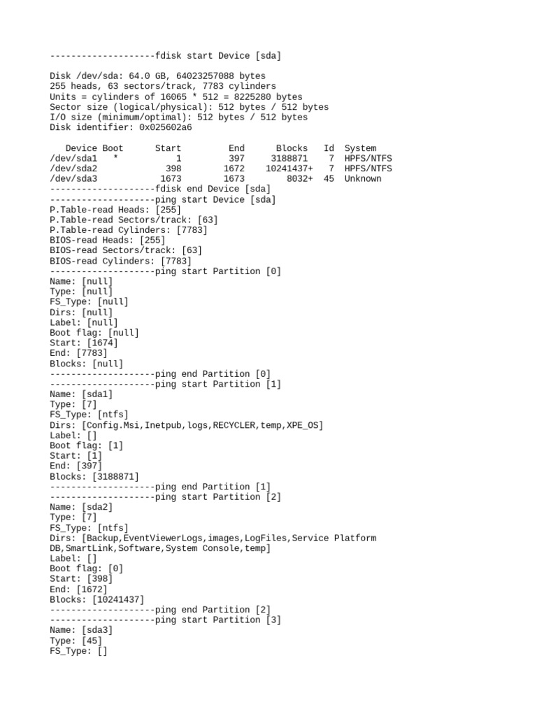 Disk Partition Overview for /dev/sda | PDF