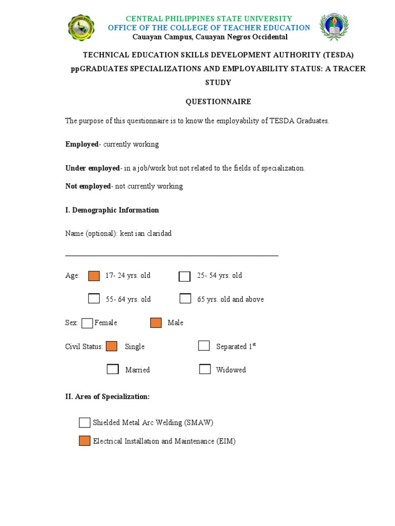 TESDA Graduates Employability Survey | PDF | Employment | Labor