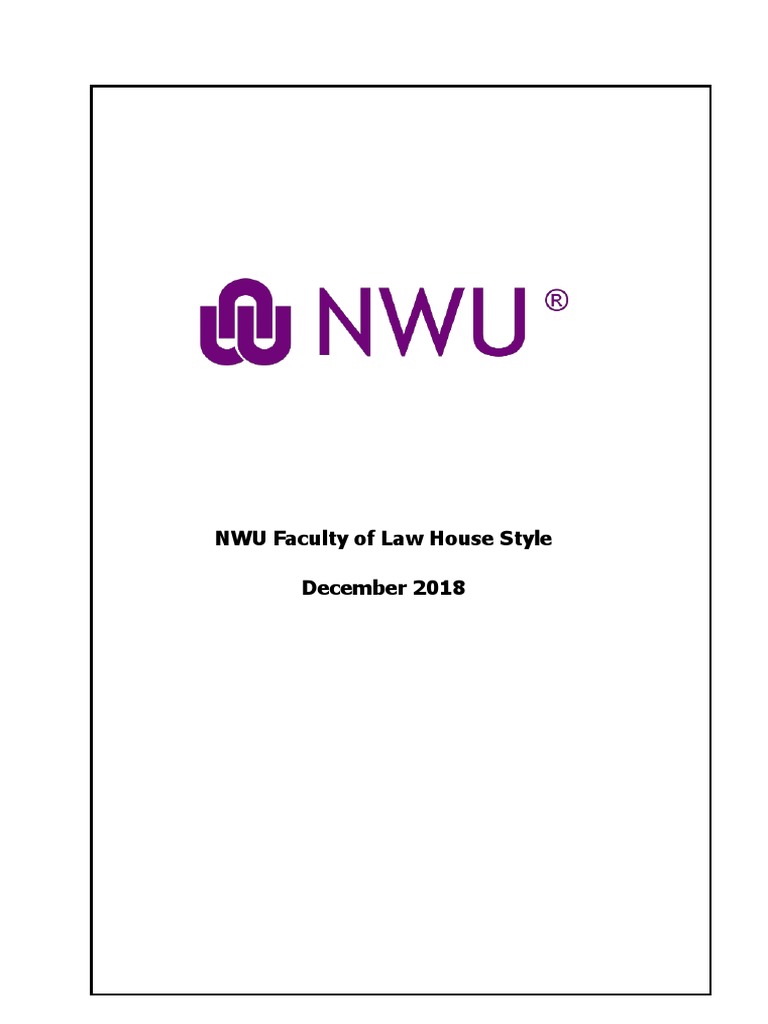 NWU Law Faculty House Style Guide | PDF | Citation | Quotation Mark