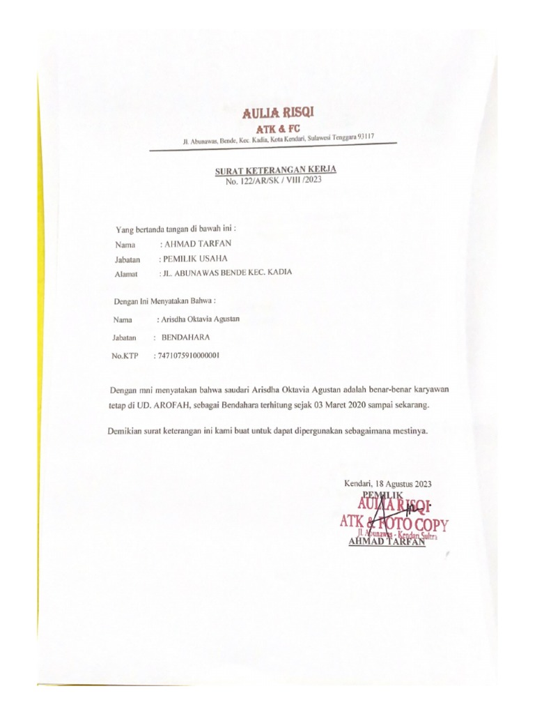 SK & Slip Gaji Risda PDF