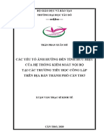 Các Nhân Tố Ảnh Hưởng Đến Tính Hữu Hiệu Của Hệ Thống Kiểm Soát Nội Bộ Tại Các Trường Tiểu Học Công Lập Trên Địa Bàn Thành Phố Cần Thơ