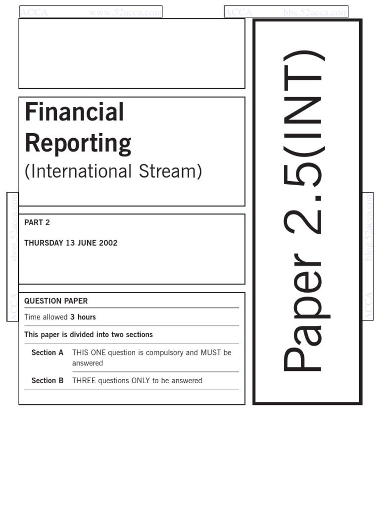 ACCA Financial Reporting Exam Paper | PDF | Goodwill (Accounting ...