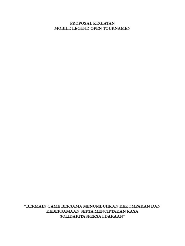 Proposal Kegiatan Mobile Legends Pdf