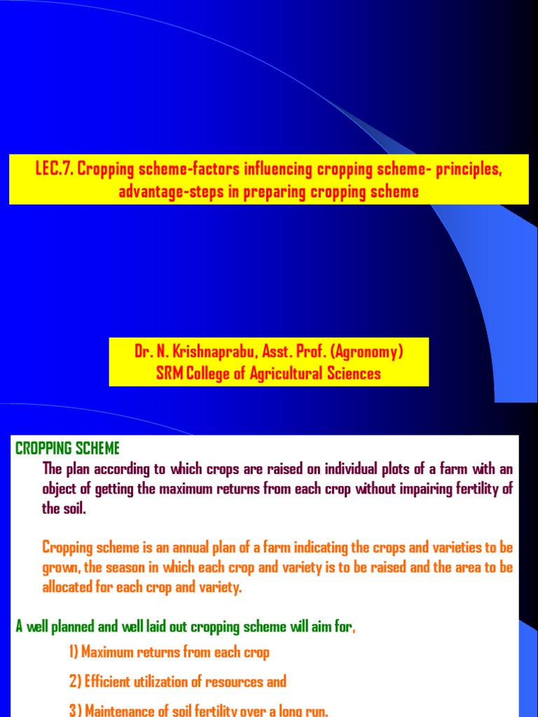 Cropping Scheme Essentials | PDF | Agriculture | Crop Rotation