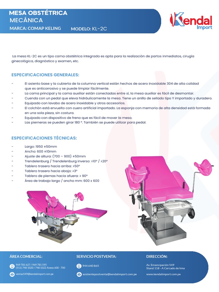 Mesa Obstetrica Mecanica Comap Keling KL 2C | PDF