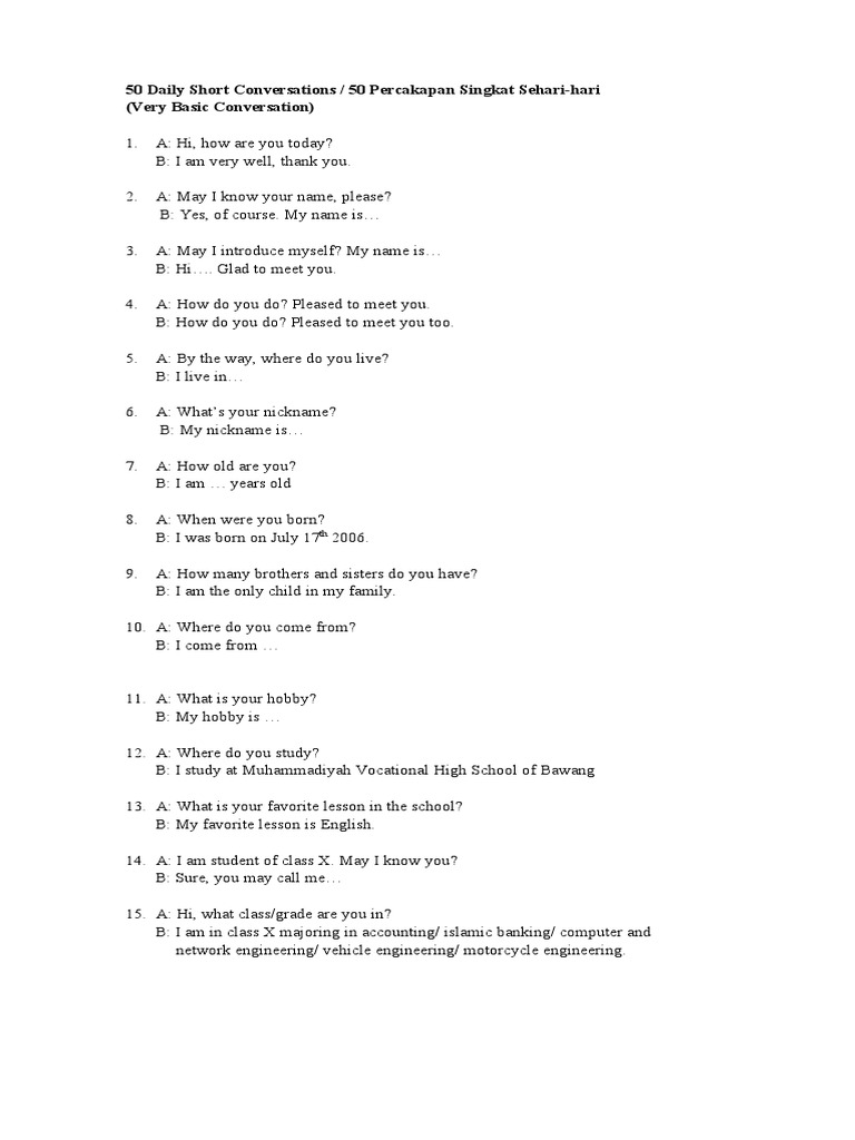 50 Short Conversations | PDF