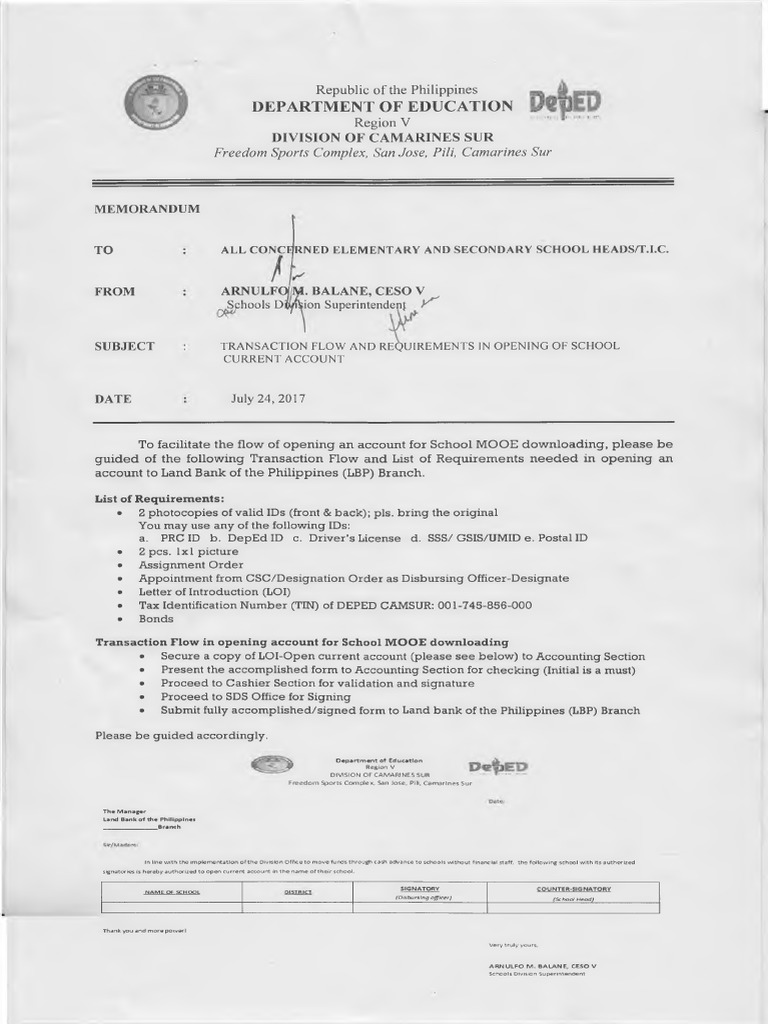 unnumbered-transaction-flow-and-requirement-in-opening-school-current